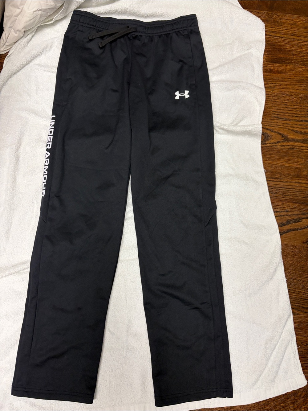 Under Armour Black Jogger Pants with White Logo & Side Script